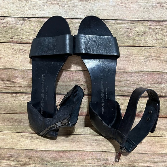 Women By Common Project Black Leather Ankle Strap Sandals - Picture 6 of 8
